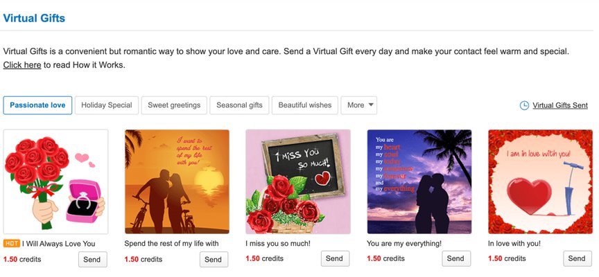 Virtual gifts charmdate